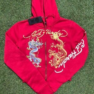 Red Ed Hardy zip up hoodie #edhardy #tiger